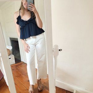 NWT Rome & Juliet Ruffle Navy Strappy Back Tank Top